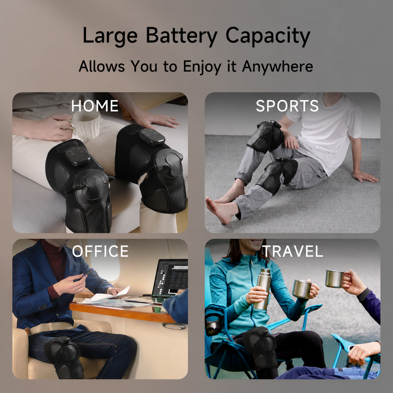 Digital control panel on rechargeable knee wrap