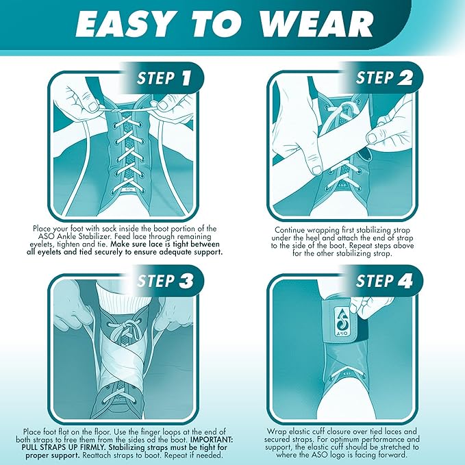 Lace-up ankle brace worn during running and workouts providing joint stabilization and pain relief