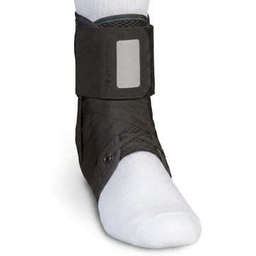 Front view of lace-up ankle stabilizer brace for sprained ankle and peroneal tendonitis support