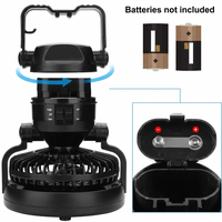   Lantern with built-in ceiling fan for cooling and lighting during camping and hiking