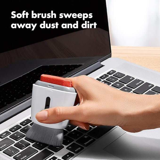 Compact Laptop Cleaner for Keyboards and Screens, Soft Bristles for Dust Removal.