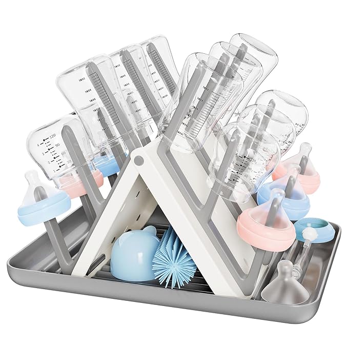 Large baby bottle drying rack with 18 hooks