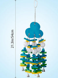 Large Bird Activity Toy with Wooden Blocks, Bells and Hanging Design