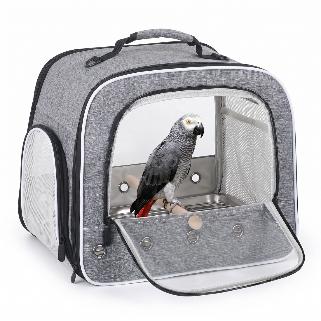 large bird travel carrier cage with tray and grate for parrots and cockatiels