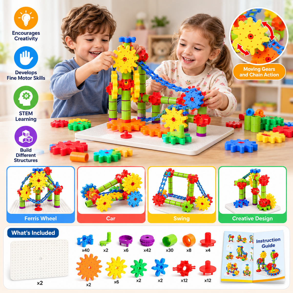 Large colorful building pieces for children's creative construction play