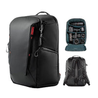 Large capacity camera backpack front view for mirrorless camera storage
