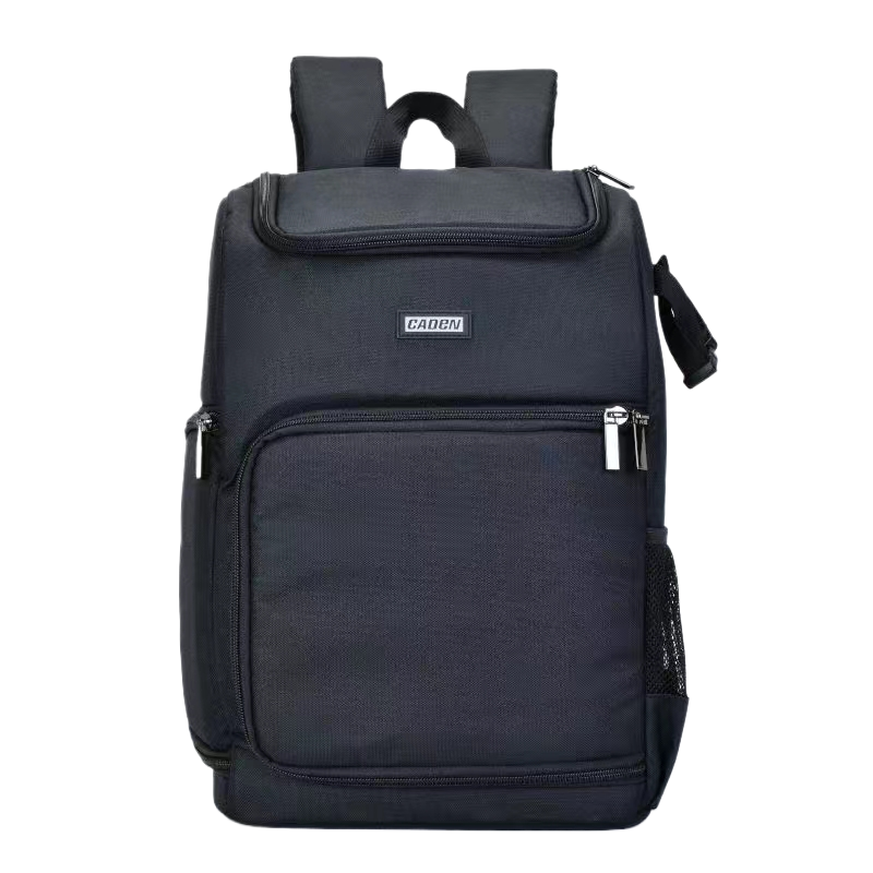 Large capacity camera backpack with laptop compartment on white background