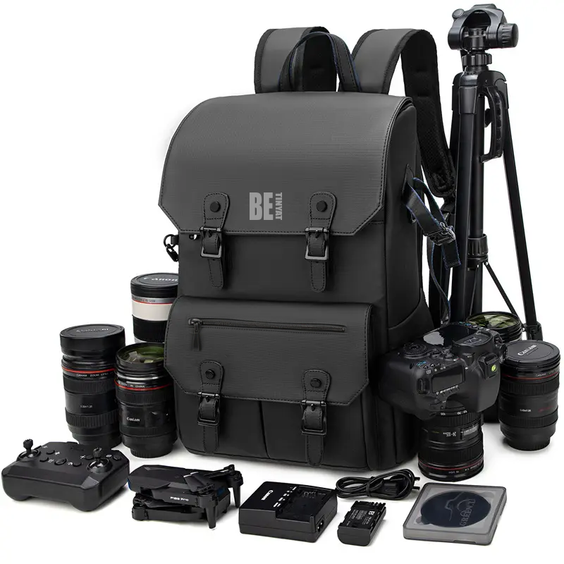 Large capacity photography backpack for camera lenses and accessories