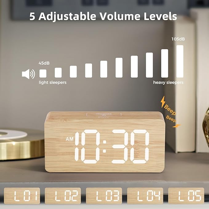 Large display digital clock for bedroom with clear number view
