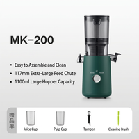 Large feed chute slow juicer for fruit and vegetable preparation