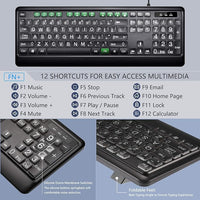 large print keyboard keys close up