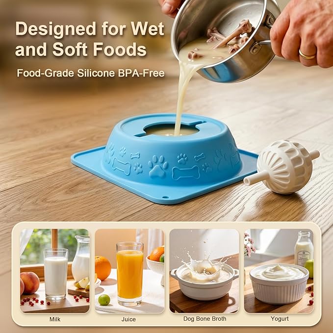 5/6 cup slow feeder bowl for small, medium, and large dogs and cats