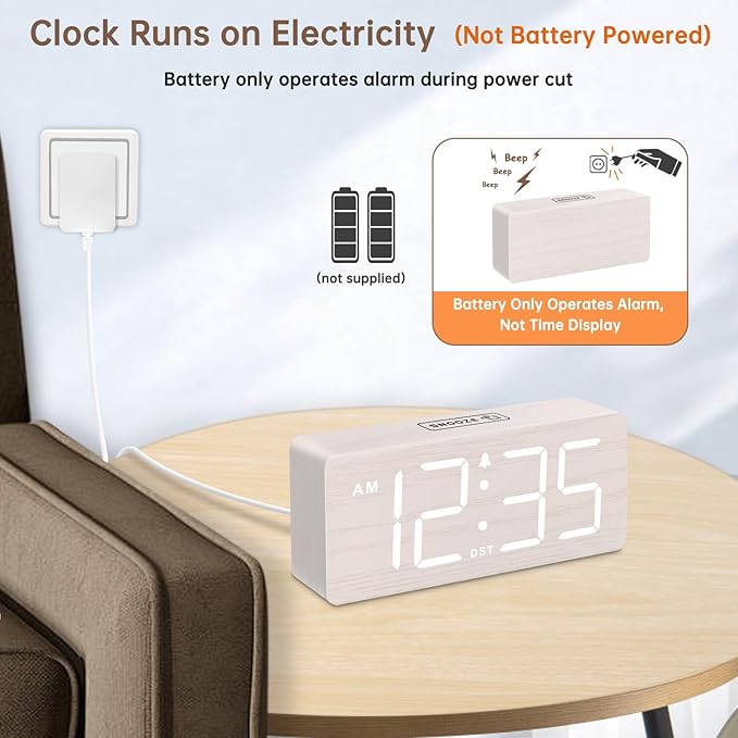 Large number bedside digital clock for easy time viewing