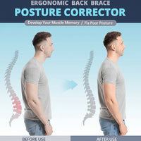 Side view of ergonomic posture corrector worn over shoulders