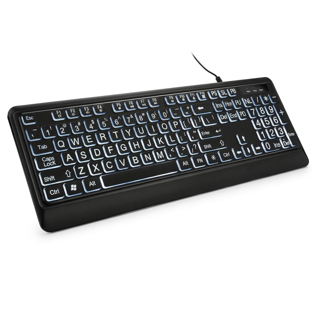 large print backlit keyboard full size black