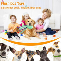 Large stuffed dog toy with plush fabric body
