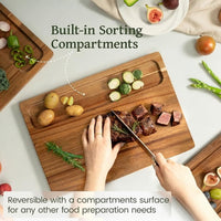 Large wooden serving board for bread cheese fruits and snacks