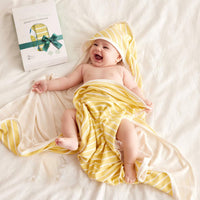 Large hooded baby bath towel providing full coverage