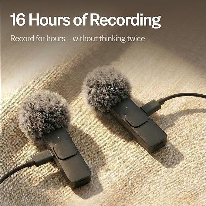 USB-C Receiver connected to Wireless Lavalier Microphones