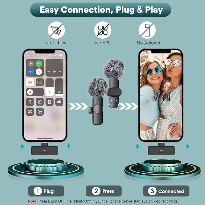 clip on wireless lavalier microphone for youtube tiktok podcast and vlogging