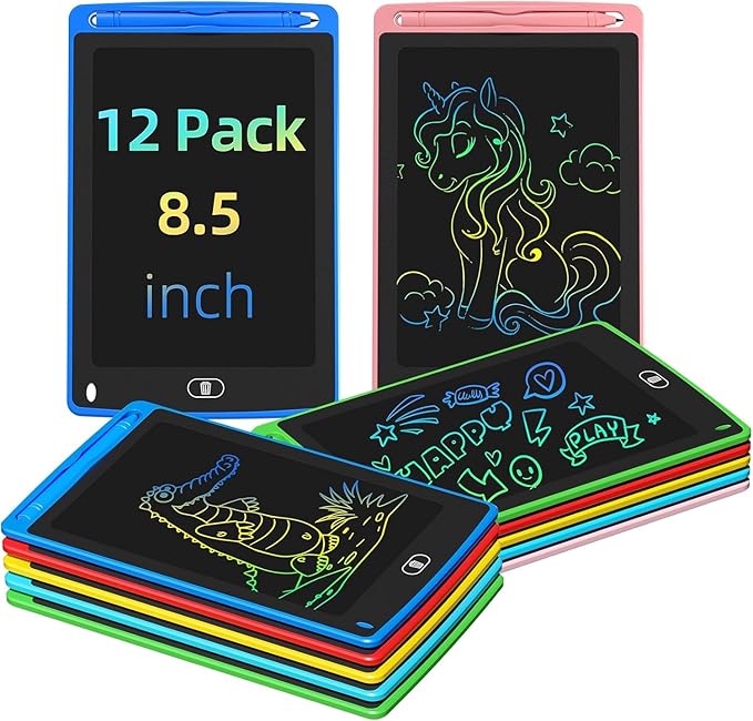 6 pack LCD writing tablets for kids with colorful doodle boards