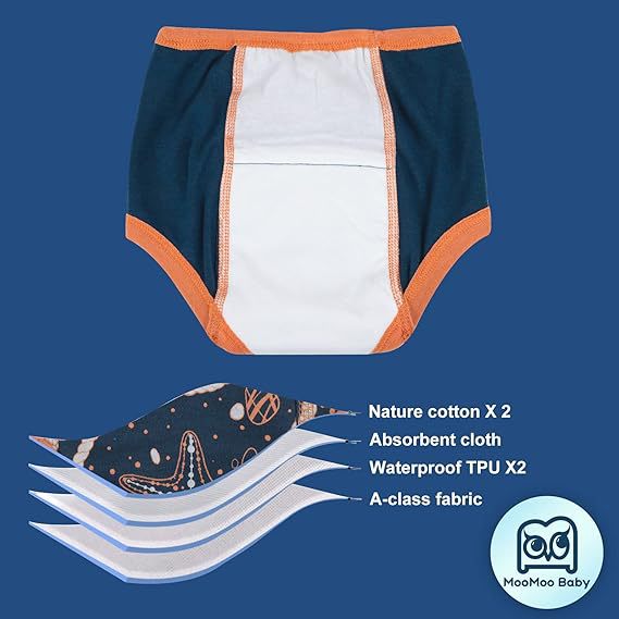 Leakproof potty training pants for toddler boys, soft cotton, easy to pull up and down.