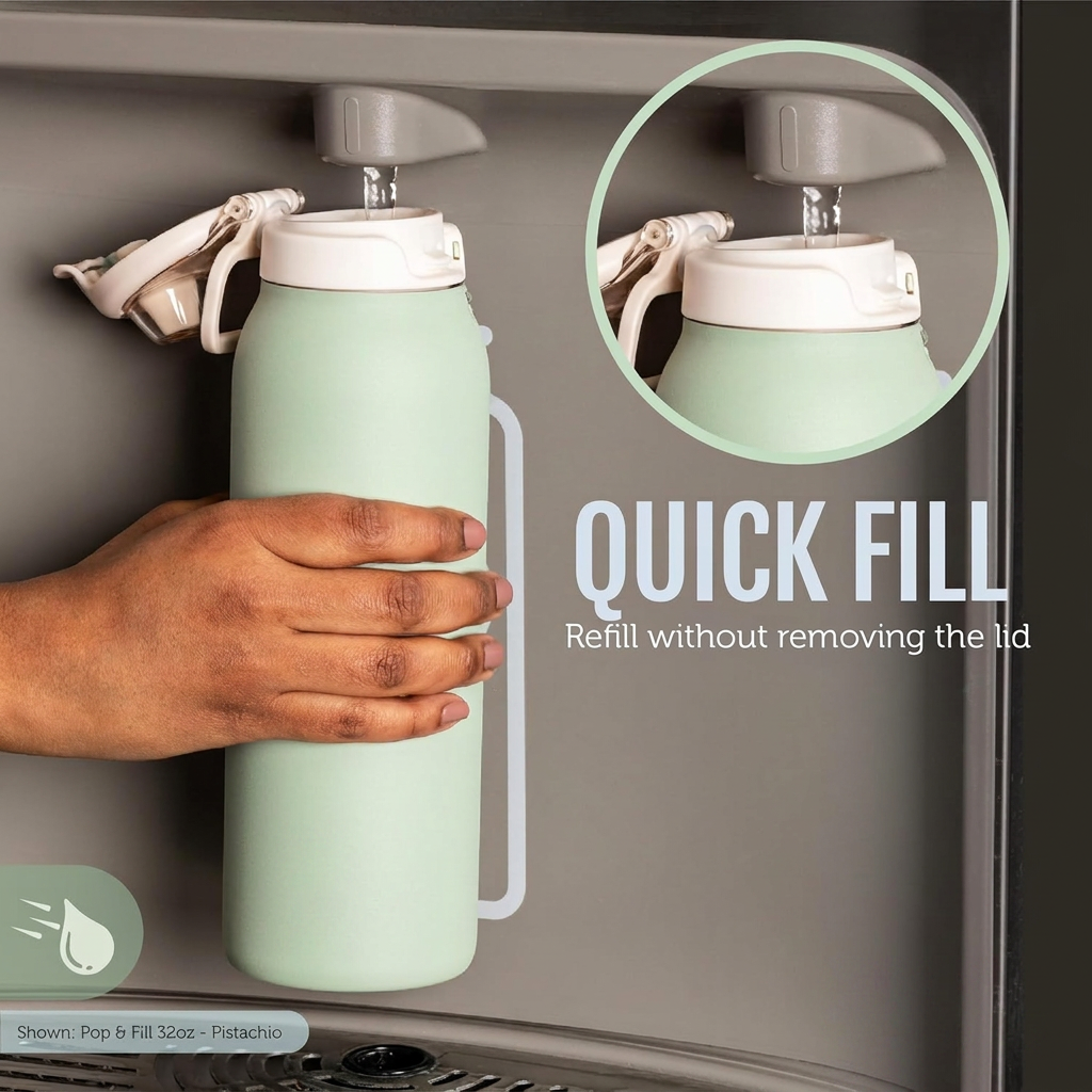 Leakproof sip or chug stainless steel hydration bottle