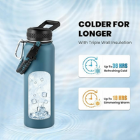 Leakproof stainless steel water bottle with straw lid