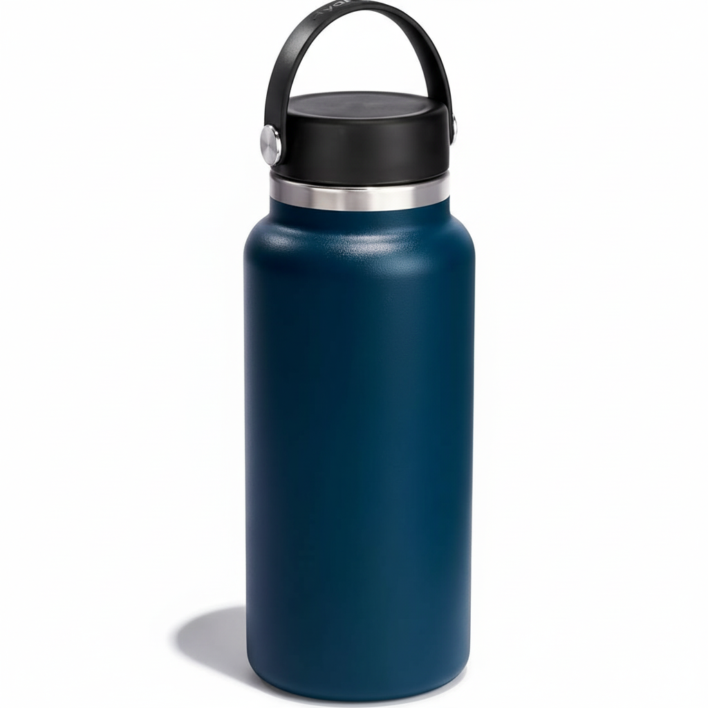 Leakproof wide mouth stainless steel water bottle with flex lid