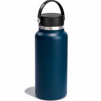 Leakproof wide mouth stainless steel water bottle with flex lid