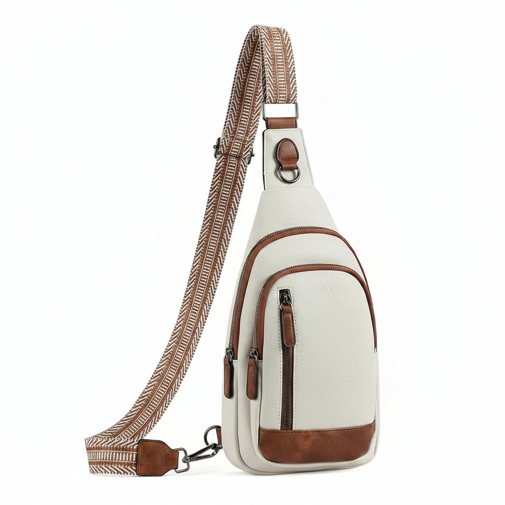 Leather crossbody sling bag for women and men with adjustable strap