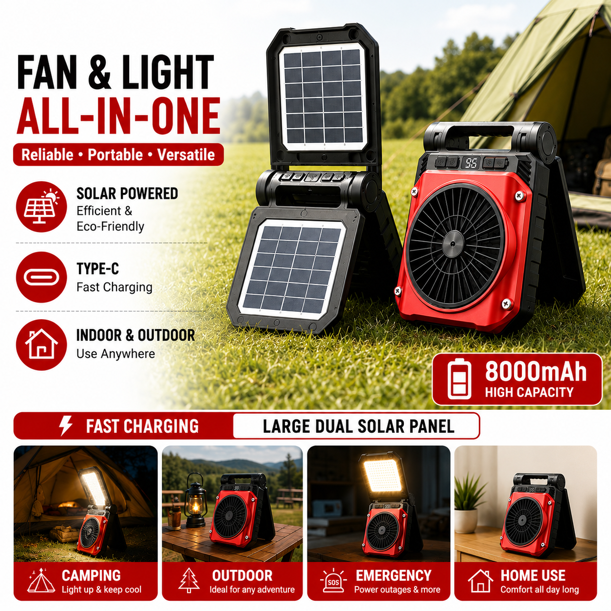 LED Camping Fan Lantern with Portable Outdoor Design