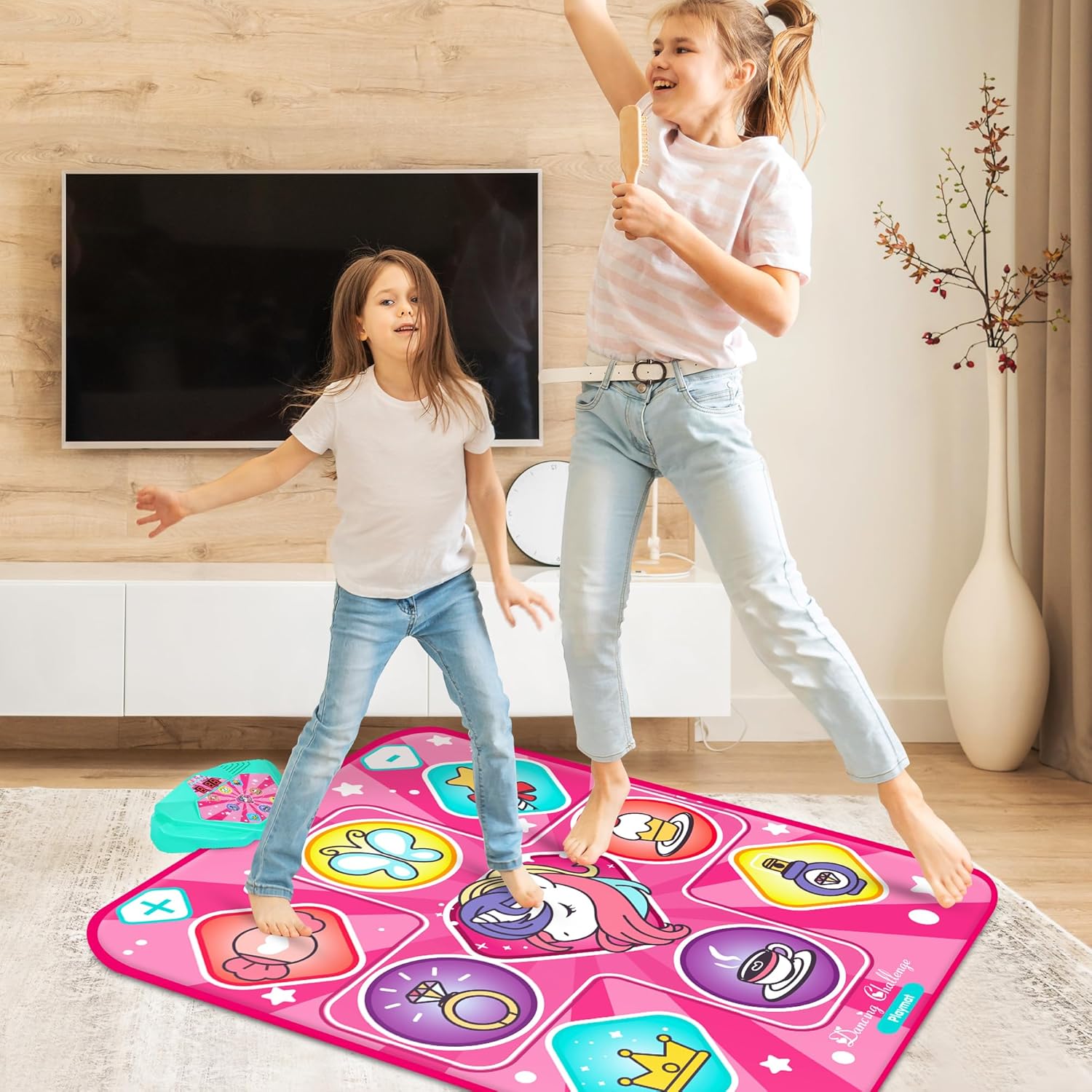 LED dance pad for kids with built-in music features