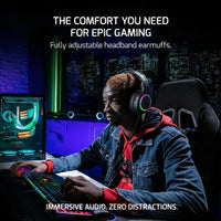 Black gaming headset with LED lighting