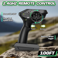 Remote control truck with LED headlight and dual speed modes