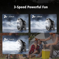 LED lantern and fan combo for camping and emergency lighting