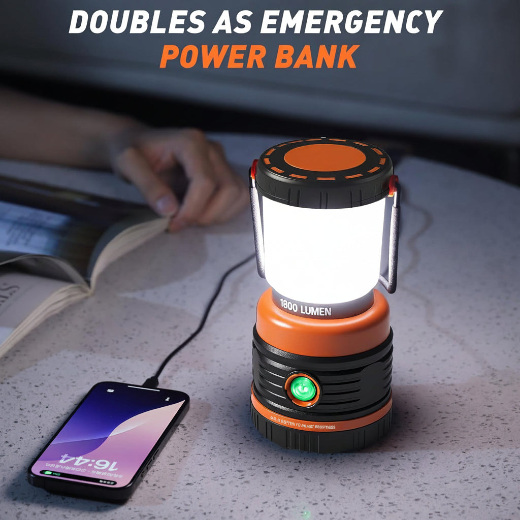 Lantern in use during camping, hiking, or backyard lighting