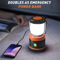 Lantern in use during camping, hiking, or backyard lighting