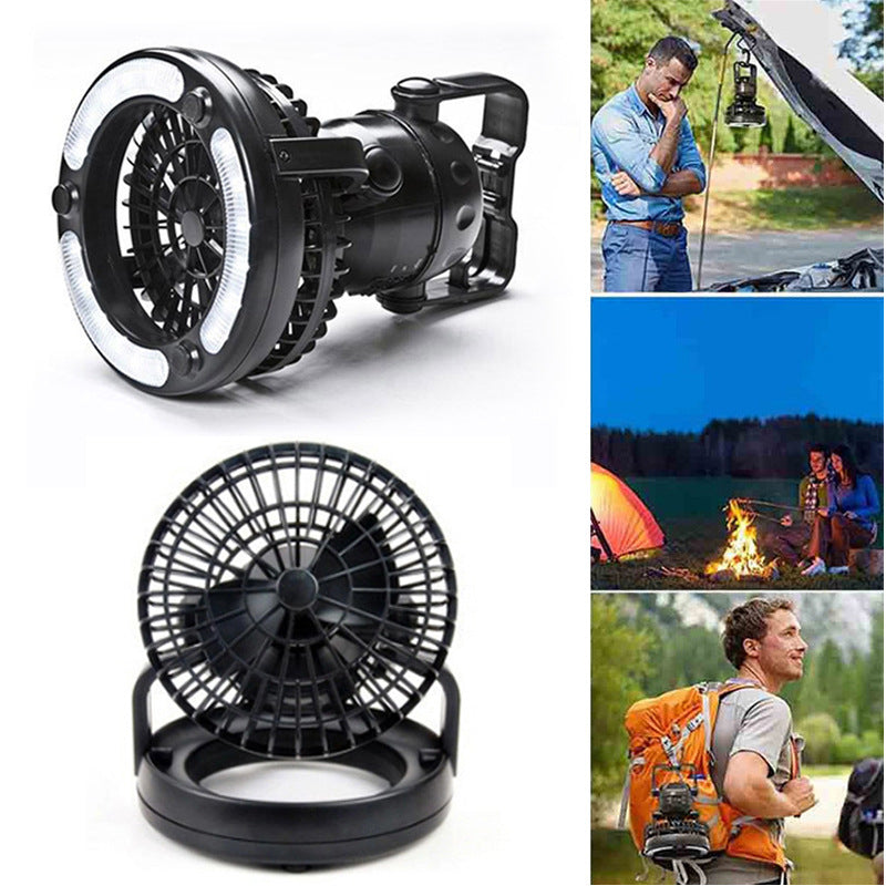 LED lantern with ceiling fan combo for outdoor camping, hiking, and survival