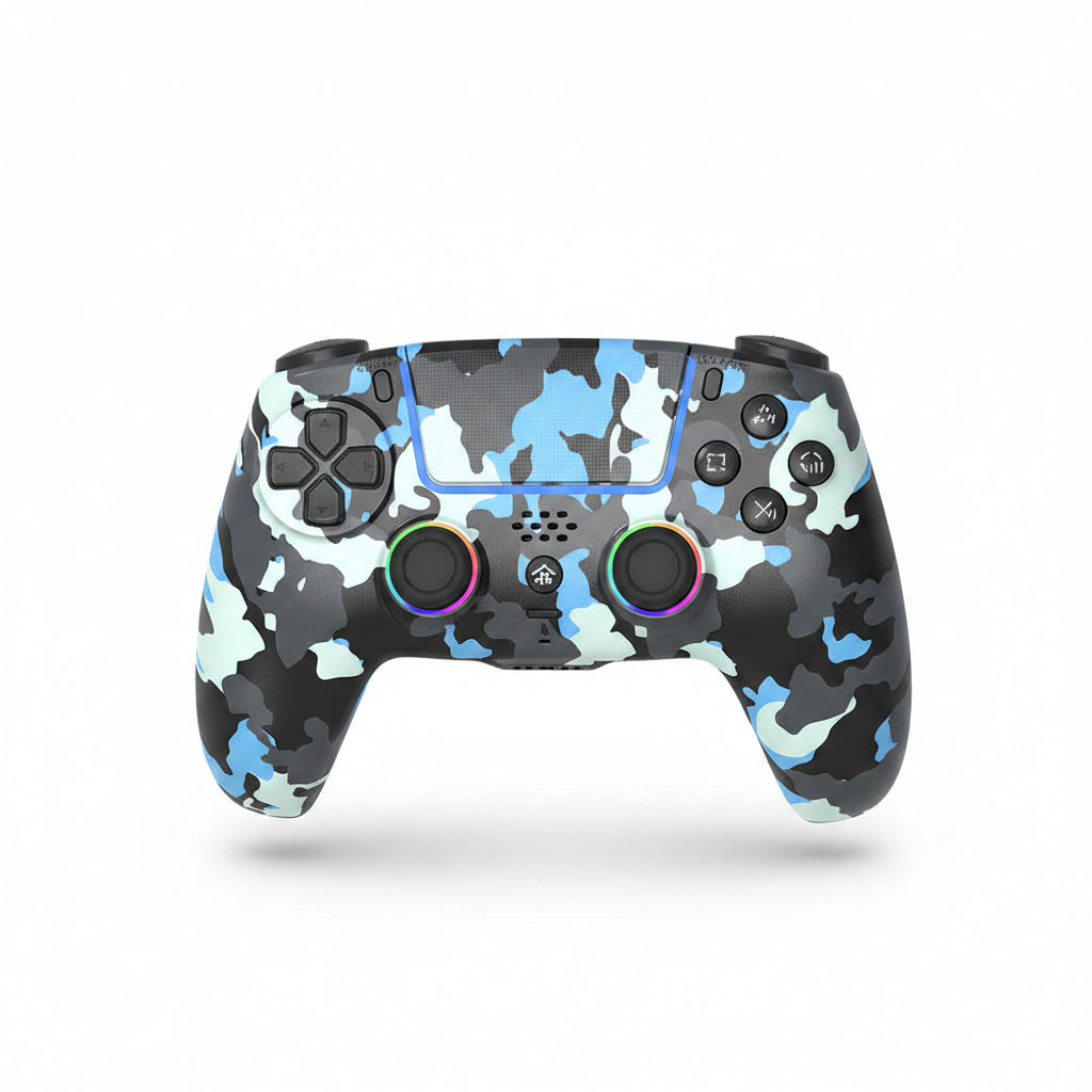 Gaming controller featuring colorful LED light effects
