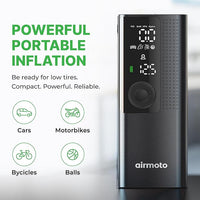 Portable tire inflator with LED light for night emergency use