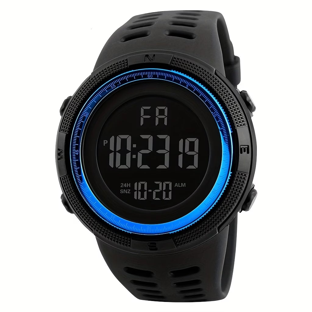 digital watch with led night light backlight for low light visibility