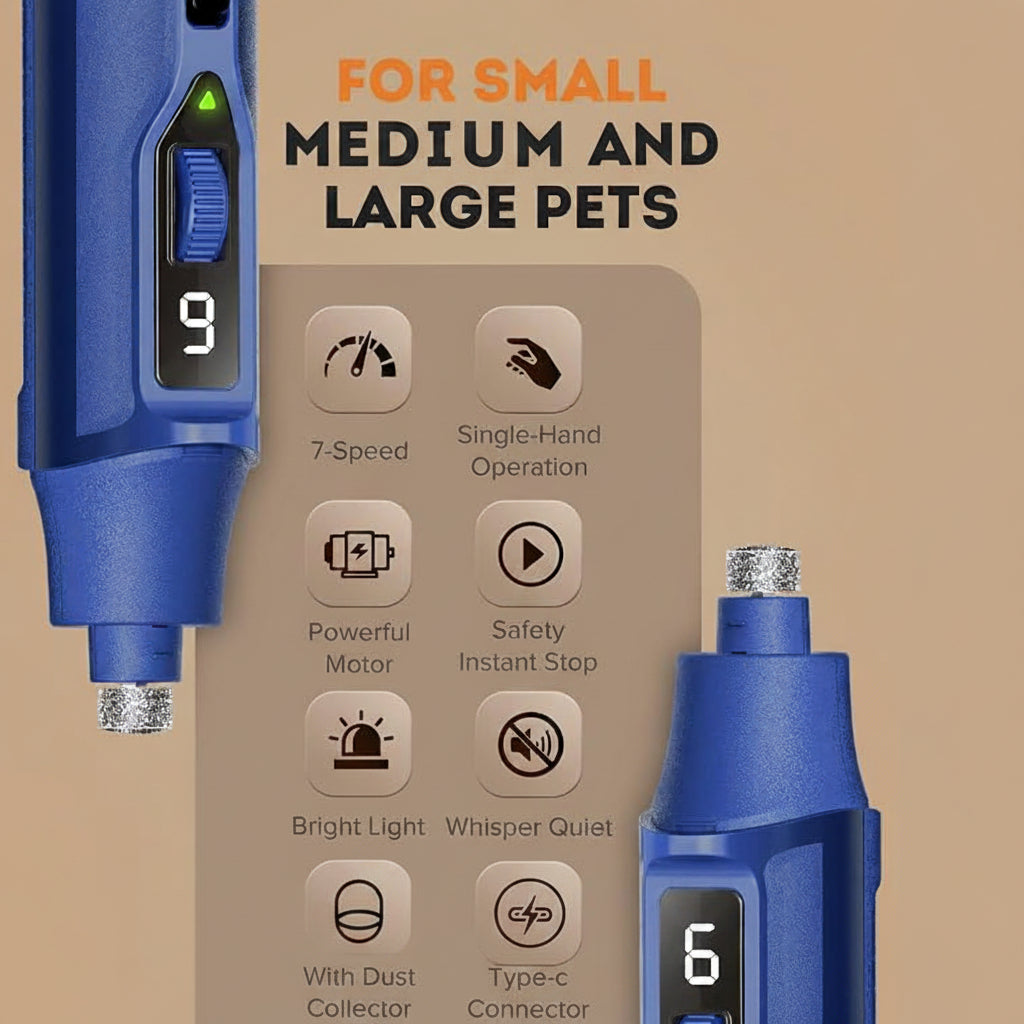 Pet Nail Grinder with LED Display and Built-In Light
