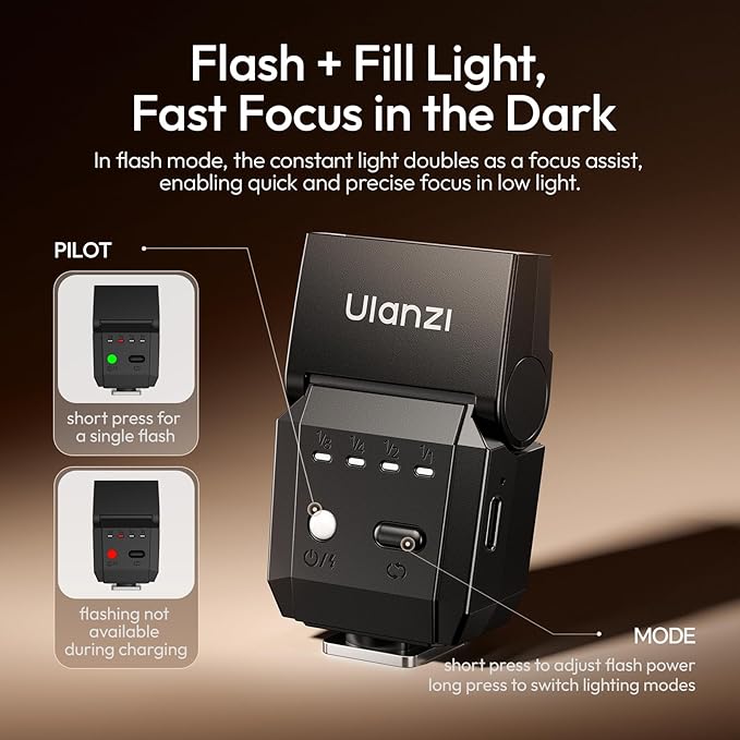 camera flash with built in led video light 6500k lighting