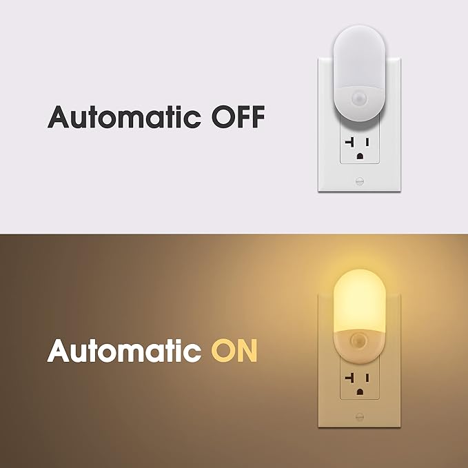 Close up of LED night light with built‑in light sensor