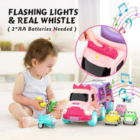 Light and sound toy cars set for toddlers girls
