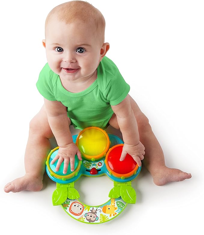 Light-up musical baby drum for supervised sensory play