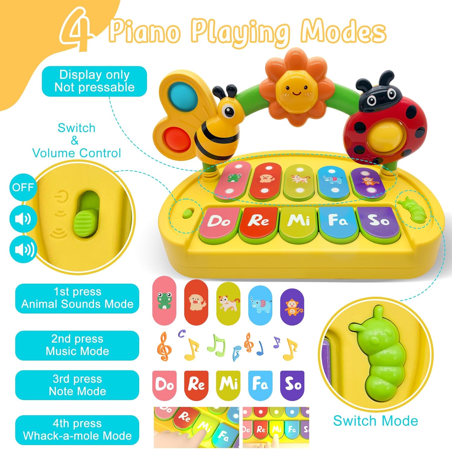 Light up baby music toy for tummy time and sitting play