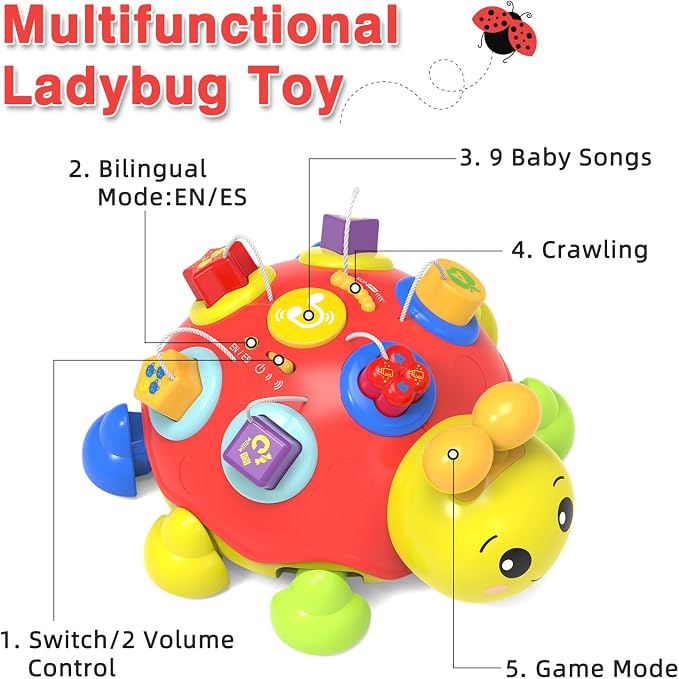 Light-up crawling toy for babies with interactive features