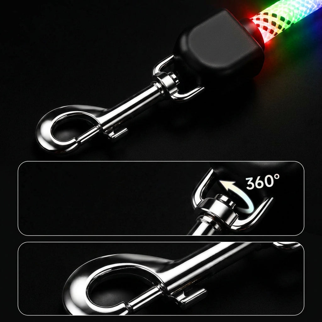 Light-up dog walking leash with rechargeable lighting function